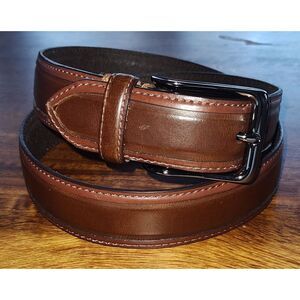 Fossil Men's belt WYATT MB101920036 90/36 Brown leather silver tone buckle